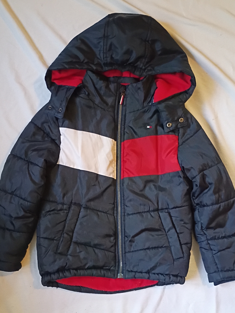 Tommy Hilfiger Boys' Puffer Jacket with Red & White Panels